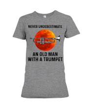 Never Underestimate An Old Man With A Trumpet Premium Fit Ladies Tee tile