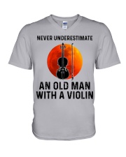 Never Underestimate An Old Man With A Violin V-Neck T-Shirt tile