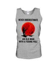 Never Underestimate An Old Man With A Fishing Pole Unisex Tank tile