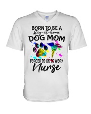 Dog Mom Forced To Go To Work Nurse V-Neck T-Shirt tile
