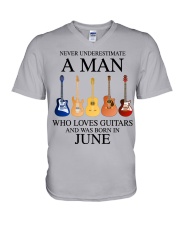 A Man Who Loves Guitar And Was Born In June V-Neck T-Shirt tile