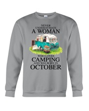 A Woman Who Loves Camping And Was Born In October Crewneck Sweatshirt tile