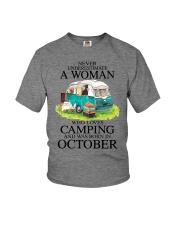 A Woman Who Loves Camping And Was Born In October Youth T-Shirt tile