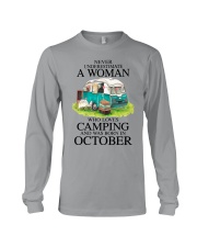 A Woman Who Loves Camping And Was Born In October Long Sleeve Tee tile