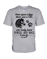 A Girl Who Really Loved Horses And Dogs V-Neck T-Shirt tile