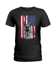 American Flag German Shepherd Ladies T-Shirt front