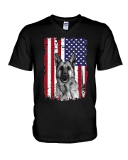 American Flag German Shepherd V-Neck T-Shirt tile