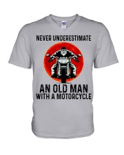 Never Underestimate An Old Man With A Motorcycle V-Neck T-Shirt tile