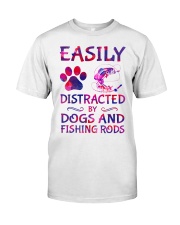 Easily Distracted By Dogs And Fishing Rods Classic T-Shirt front