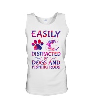 Easily Distracted By Dogs And Fishing Rods Unisex Tank tile