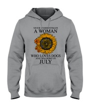 A Woman Who Loves Dogs And Was Born In July Hooded Sweatshirt tile