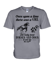 A Girl Who Really Loved Horses And Dogs V-Neck T-Shirt tile