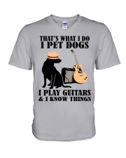 I Pet Dogs - I Play Guitars And I Know Things V-Neck T-Shirt tile
