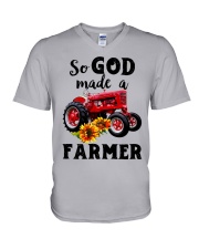 So God Made A Farmer V-Neck T-Shirt tile