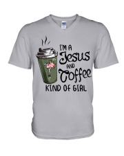 I'm A Jesus And Coffee Kind Of Girl V-Neck T-Shirt tile