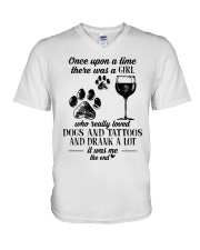 A Girl Loved Dogs And Tattoos And Drank A Lot V-Neck T-Shirt tile