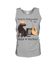 Easily Distracted By Dogs And Guitar Unisex Tank tile