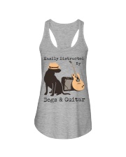 Easily Distracted By Dogs And Guitar Ladies Flowy Tank tile