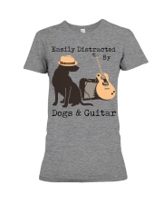 Easily Distracted By Dogs And Guitar Premium Fit Ladies Tee tile