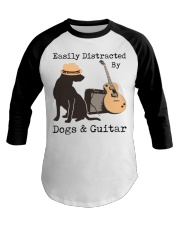 Easily Distracted By Dogs And Guitar Baseball Tee tile