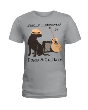 Easily Distracted By Dogs And Guitar Ladies T-Shirt tile
