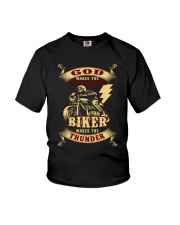 God Makes The Lightning Bikers Make Thunder Youth T-Shirt tile