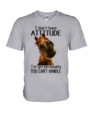 I Don't Have Attitude V-Neck T-Shirt tile