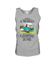 A Woman Who Loves Camping And Was Born In June Unisex Tank tile