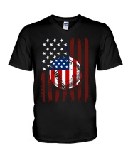 Baseball Flag V-Neck T-Shirt tile