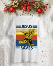 Jesus Saves Classic T-Shirt lifestyle-holiday-crewneck-front-2