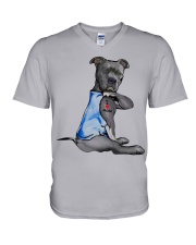 Pitbull - I Love Mom V-Neck T-Shirt tile