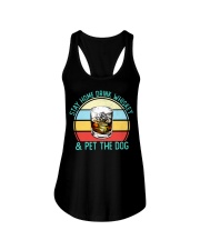 Stay Home - Drink Whiskey And Pet The Dog Ladies Flowy Tank tile