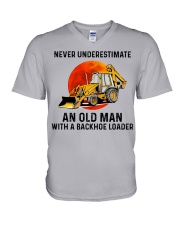 An Old Man With A Backhoe Loader V-Neck T-Shirt tile