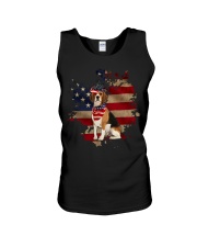 Retro Dog America Flag Unisex Tank tile
