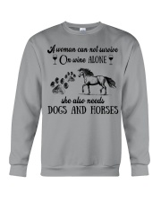 A Woman Needs Dogs And Horses On Wine Crewneck Sweatshirt tile