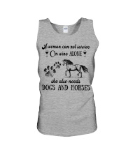 A Woman Needs Dogs And Horses On Wine Unisex Tank tile