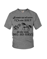A Woman Needs Dogs And Horses On Wine Youth T-Shirt tile