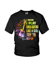 I Play Bass Guitar Like A Girl Try To Keep Up Youth T-Shirt tile
