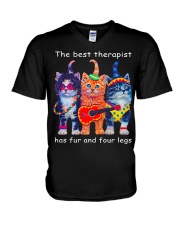 The Best Therapist Has Fur And Four Legs V-Neck T-Shirt tile