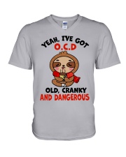Yeah -I've Got OCD - Old - Cranky And Dangerous V-Neck T-Shirt tile