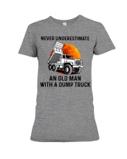 Never Underestimate An Old Man With A Dump Truck Premium Fit Ladies Tee tile