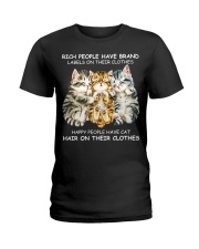 Happy People Have Cat Hair On Their Clothes Ladies T-Shirt front