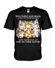 Happy People Have Cat Hair On Their Clothes V-Neck T-Shirt tile