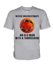 Never Underestimate An Old Man With A Tambourine V-Neck T-Shirt tile
