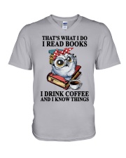 I Read Books - I Drink Coffee And I Know Things V-Neck T-Shirt tile