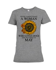 A Woman Who Loves Dogs And Was Born In May Premium Fit Ladies Tee tile