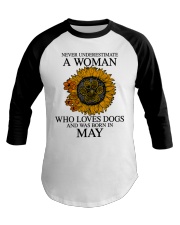 A Woman Who Loves Dogs And Was Born In May Baseball Tee tile