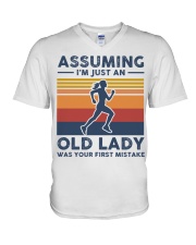 Assuming I'm Just Old Lady Was Your First Mistake V-Neck T-Shirt tile