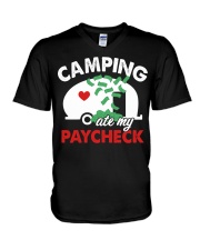 Camping Ate My Paycheck V-Neck T-Shirt tile