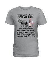 A Girl Who Really Loved Elephants And Wine Ladies T-Shirt front